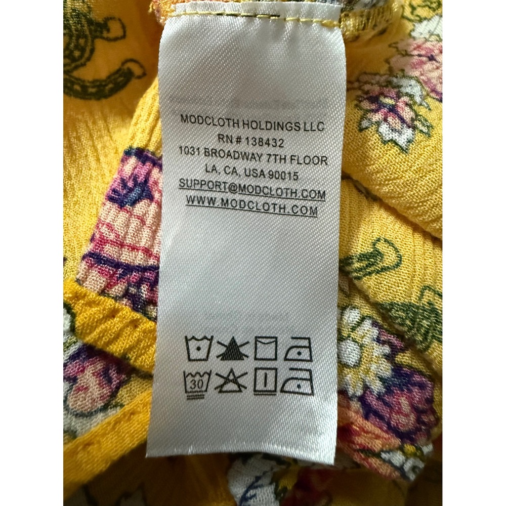 ModCloth Downhome Darling Yellow Western Cowboy Rodeo Dress w/ Slip Size Large - Picture 13 of 13